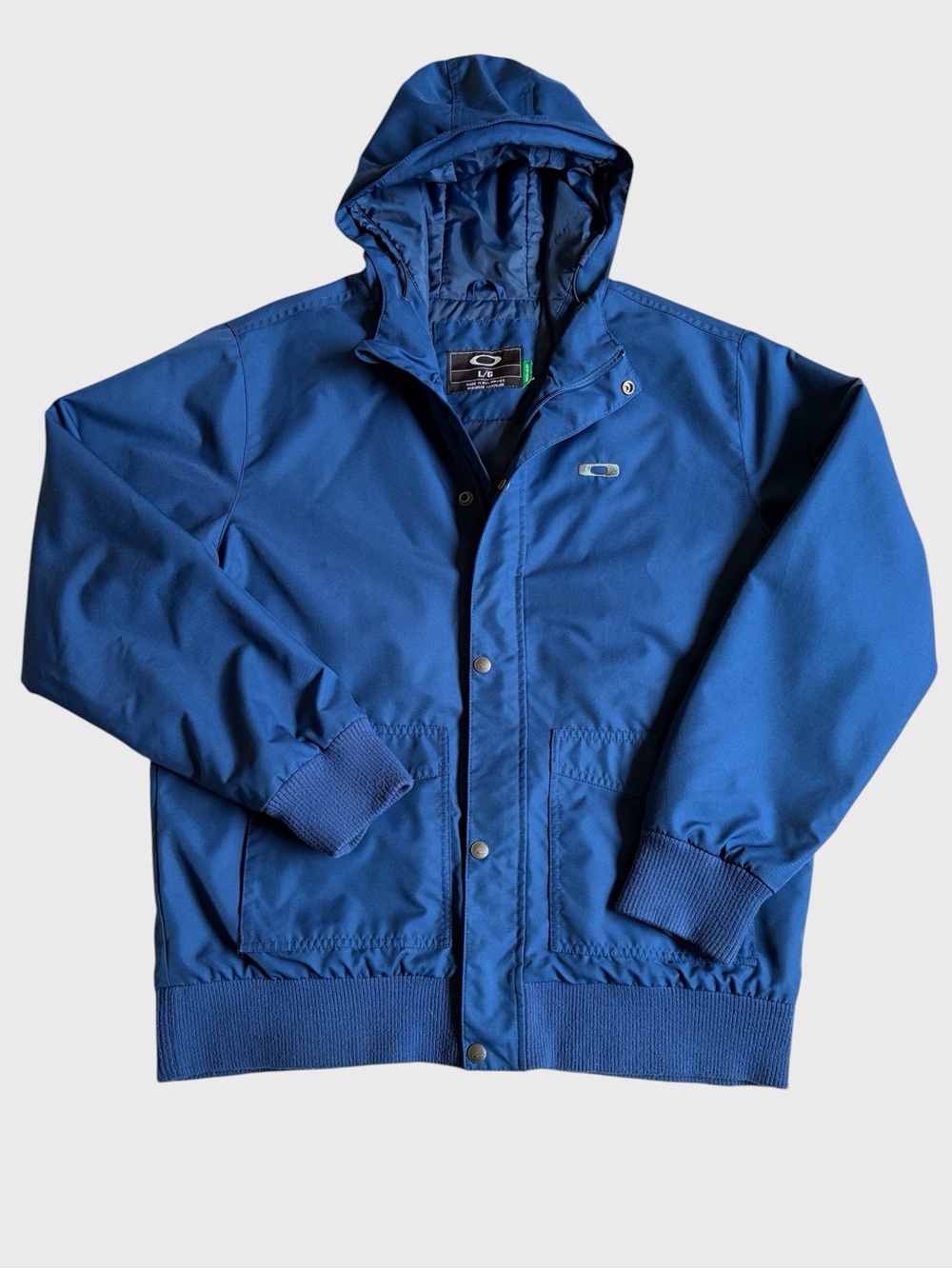 Oakley Hooded Ski Snowboard Windbreaker Jacket Men's L Royal Blue Y2K Gorpcore